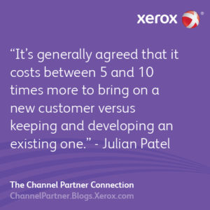 It costs between 5 - 10 x more to bring on a new customer vs keeping / developing an existing one. 