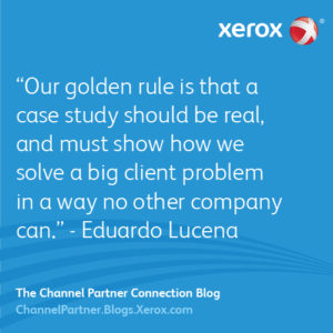 Our golden rule is that a case study should be real, and must show how we solve a big client problem in a way no other company can