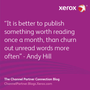 It is better to publish something worth reading once a month, than churn out unread words more often” - Andy Hill